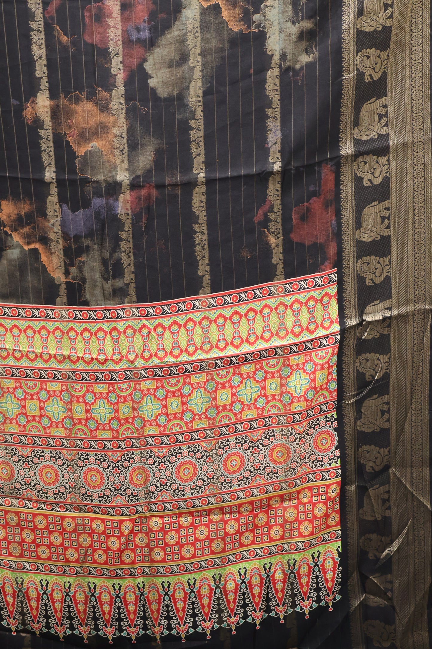 Semi Dola Silk Saree-Black