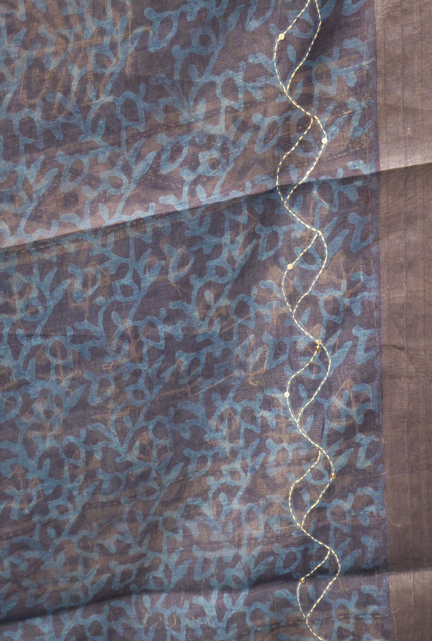 Indigo Linen - Blue Diamond Kantha Work