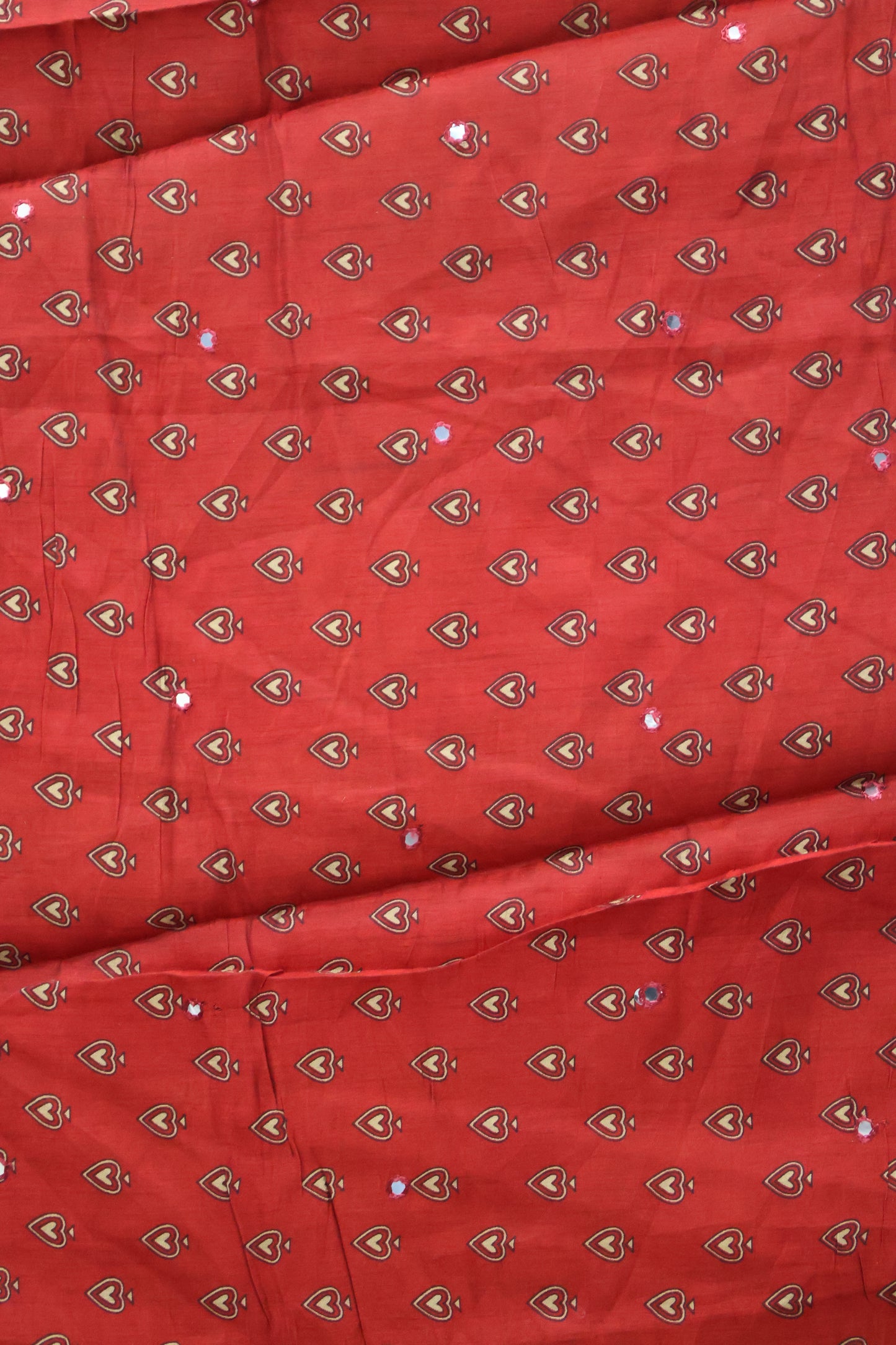 Malai Cotton Saree-Mustard Zig Zag Mirror Work