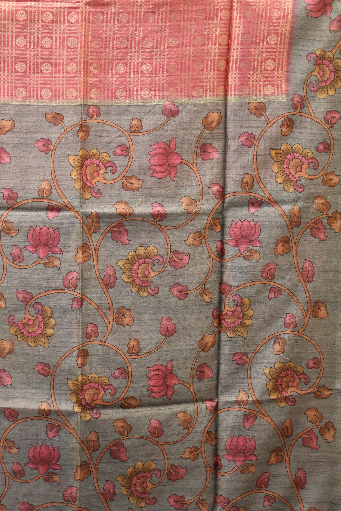 Tussar Saree Zari work- Pink