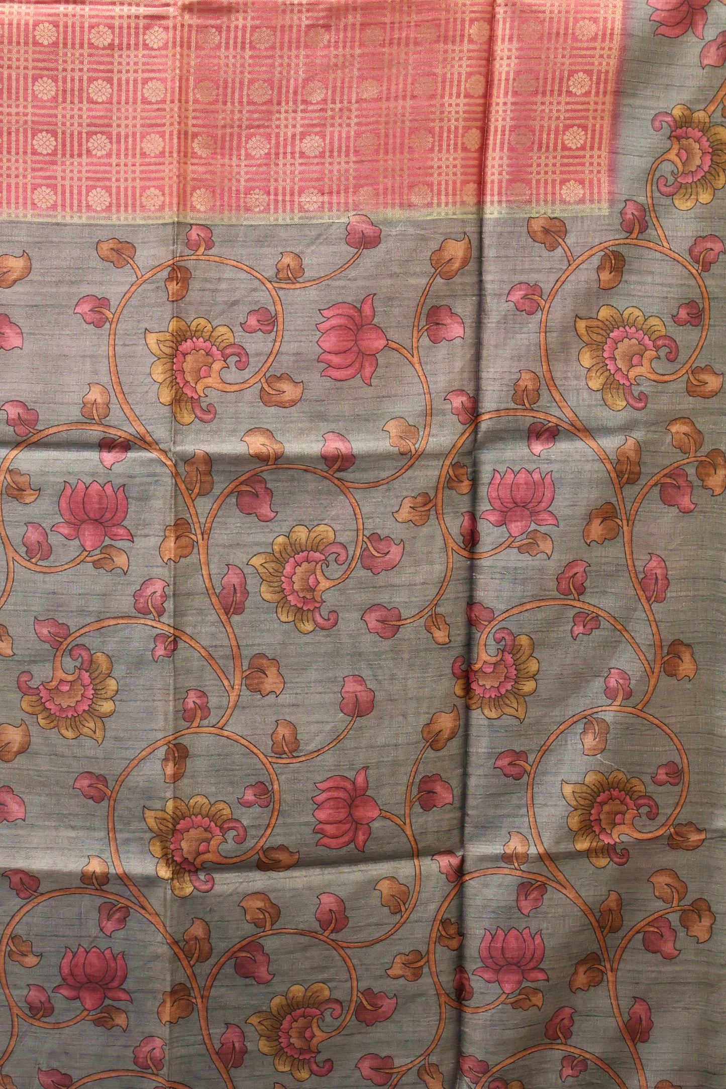 Tussar Saree Zari work- Pink