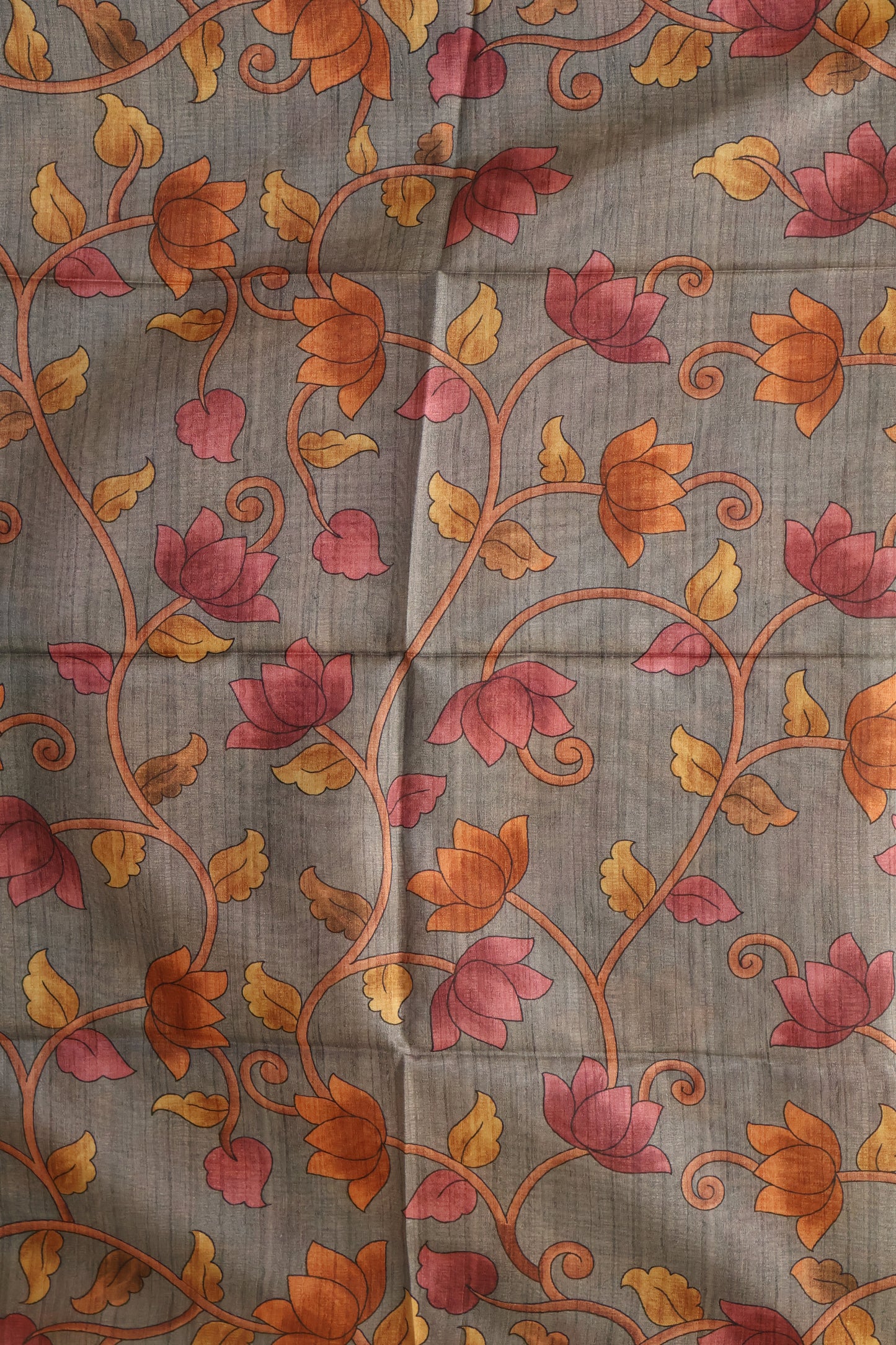 Tussar Saree Zari Zigzag Pattern - Orange