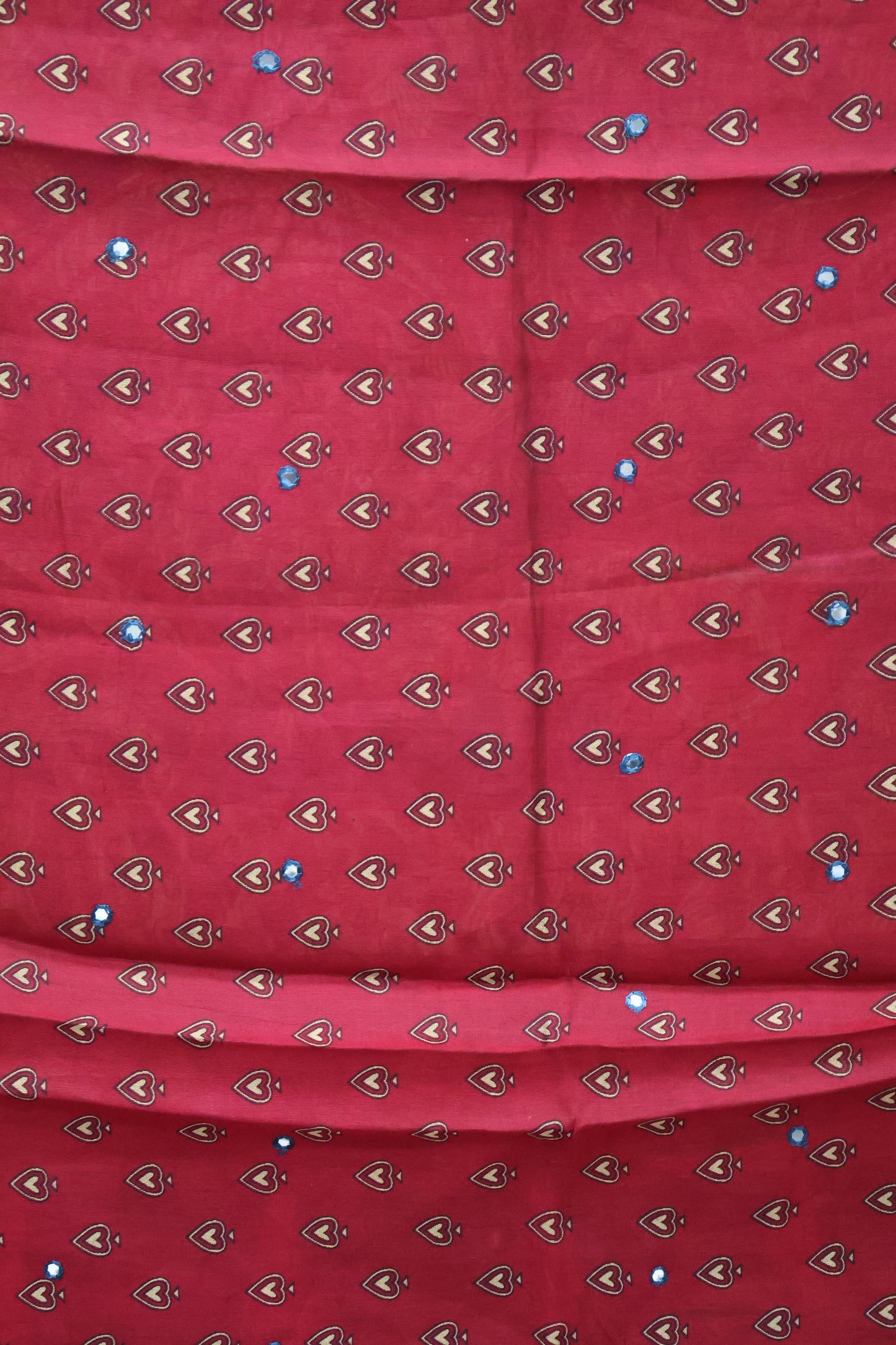 Malai Cotton Saree-Peacock Blue Leaf Mirror Work