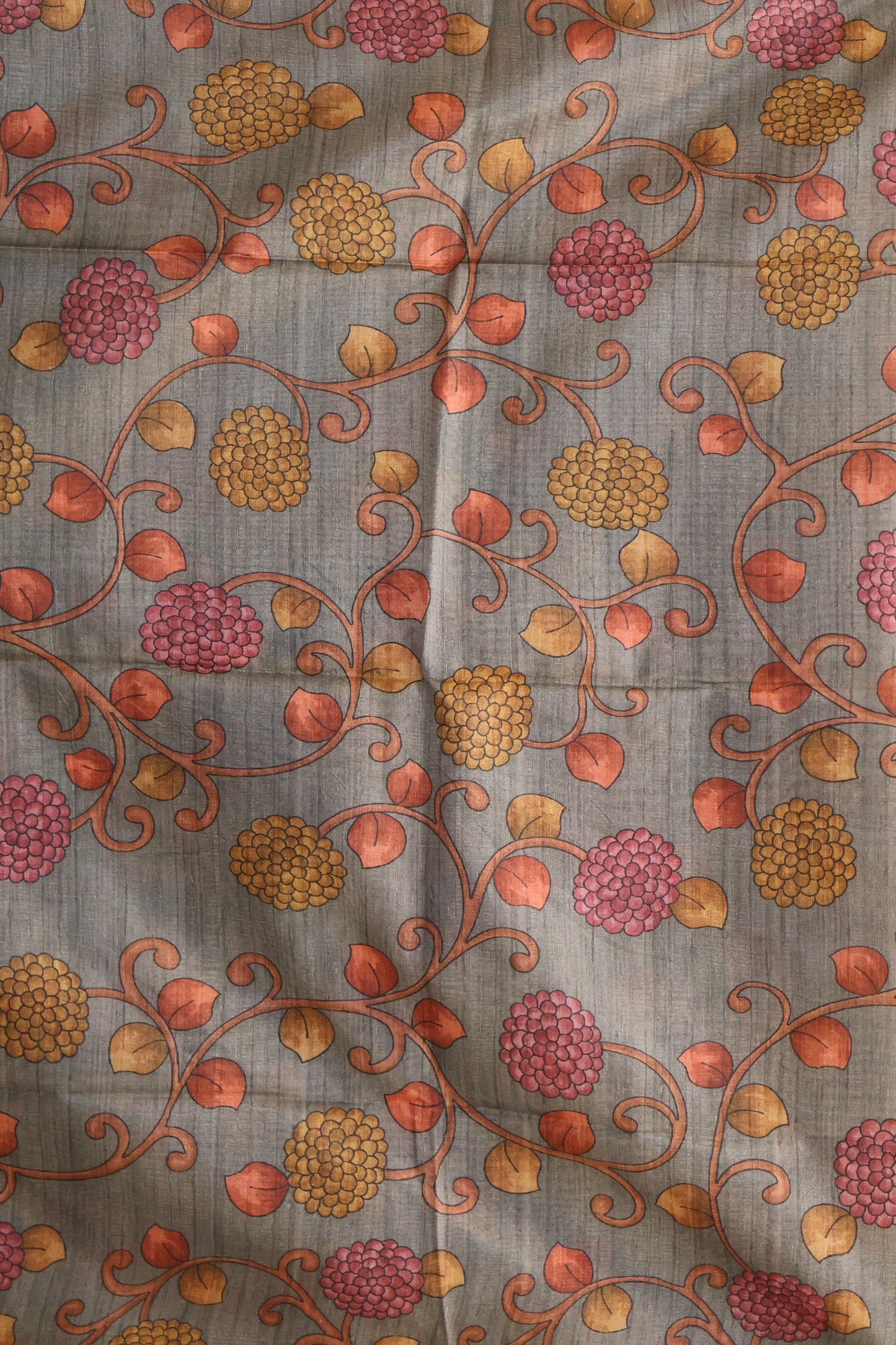 Tussar Saree Zari Floral Pattern -Mustard