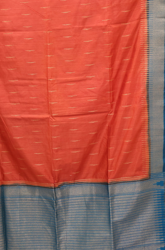 Semi Bhagalpur Tussar Saree-Orange