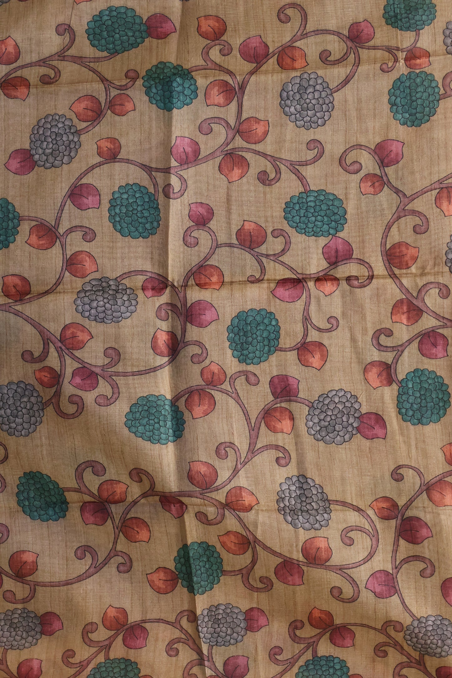 Tussar Saree Zari Floral Pattern - Green