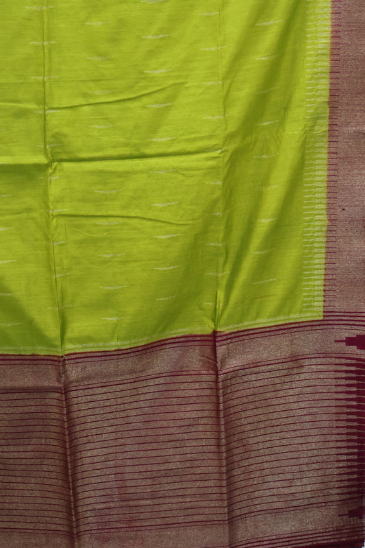 Semi Bhagalpur Tussar Saree-Mehandi Green