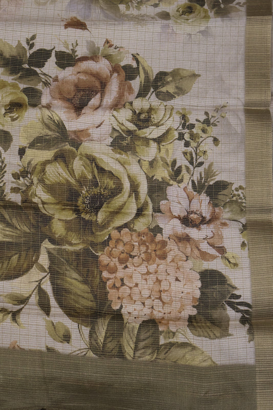 Chanderi Saree-Beige Floral Print