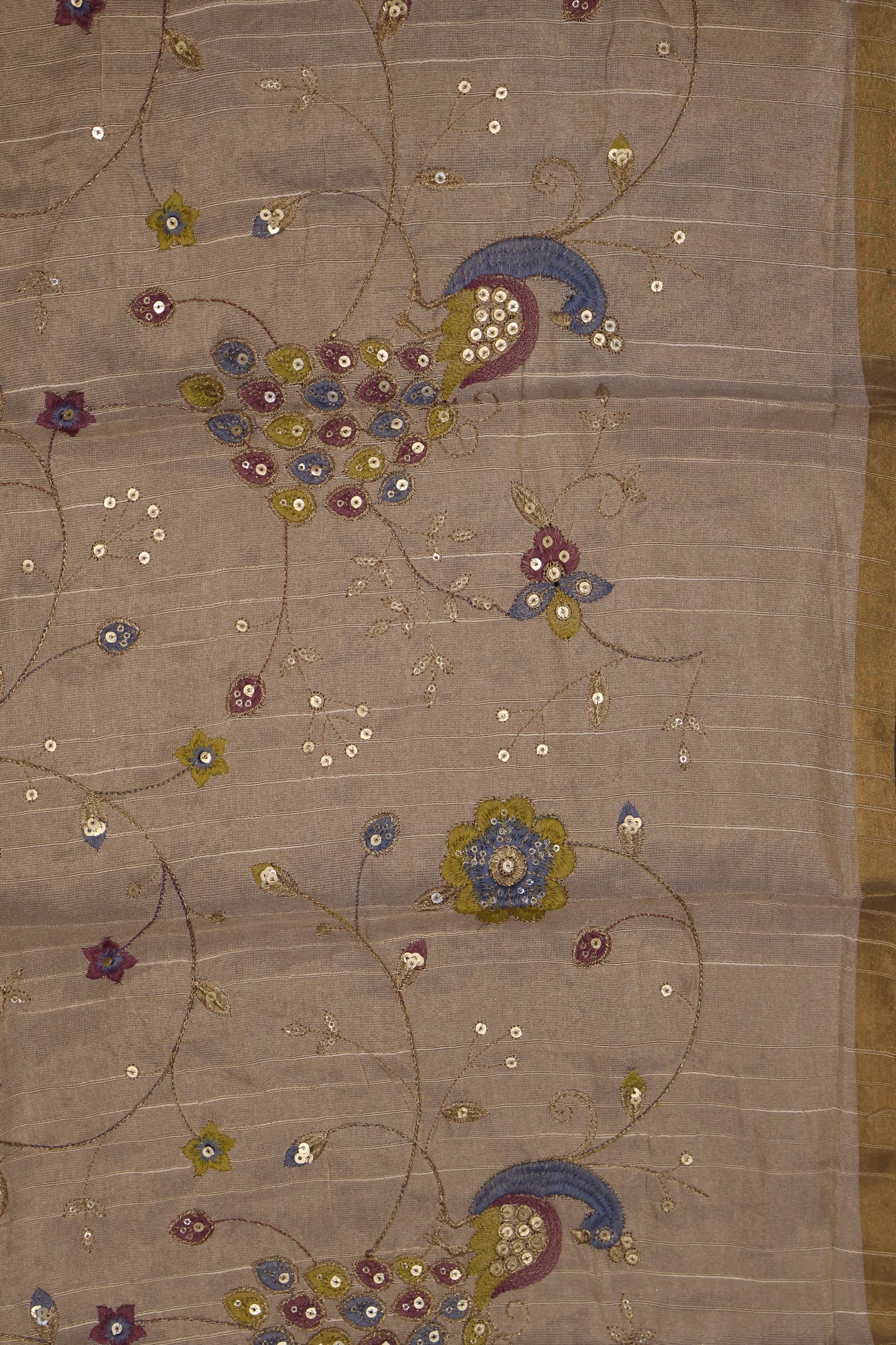 Khadi Cotton Saree -Blue Plain