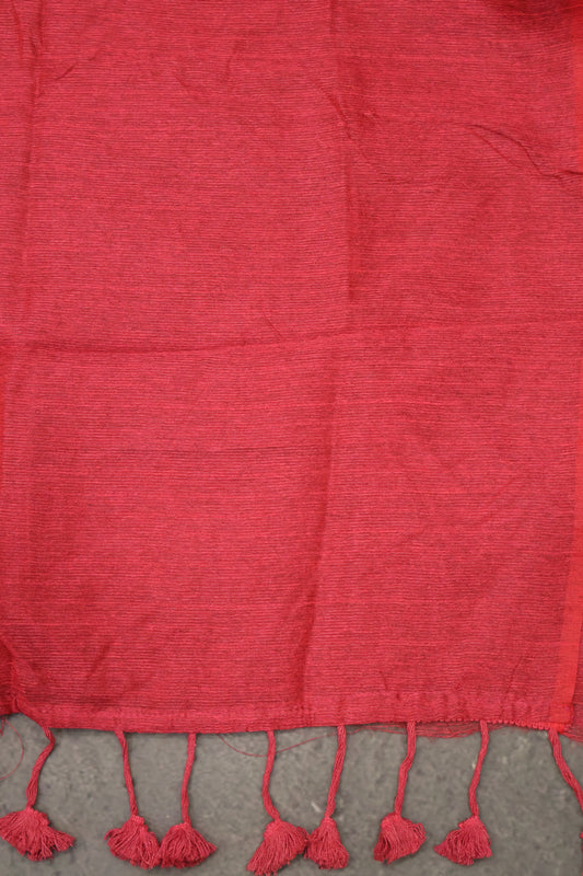 Khadi Cotton Saree -Dark Pink Plain