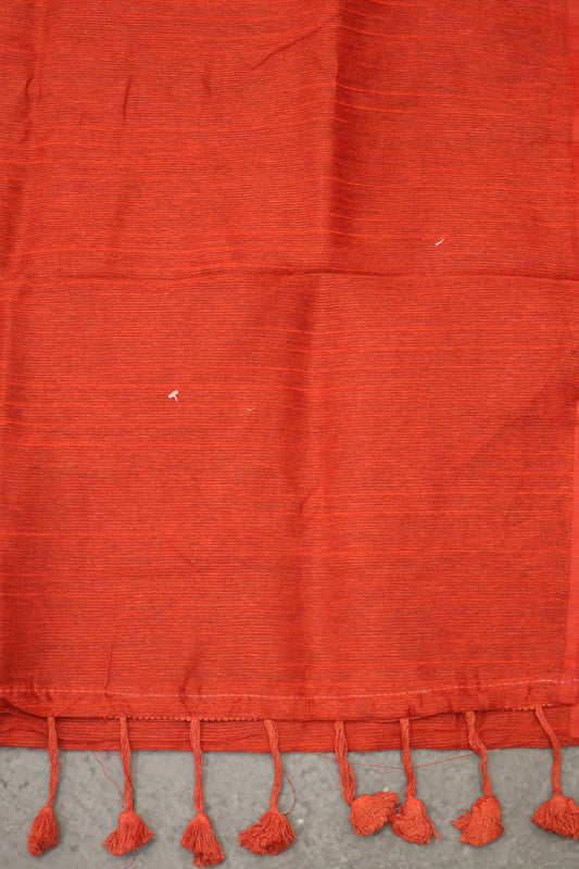 Khadi Cotton Saree -Red Plain