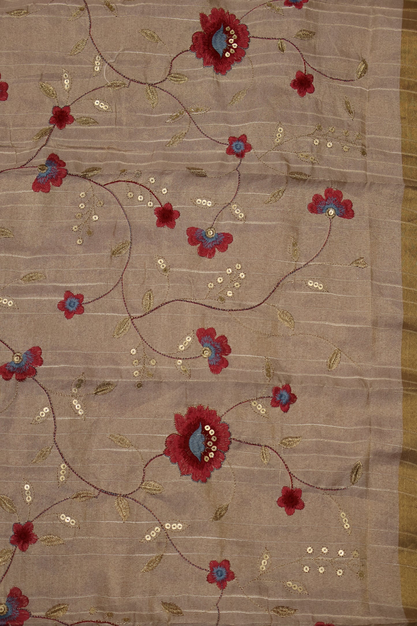 Khadi Cotton Saree -Red Plain