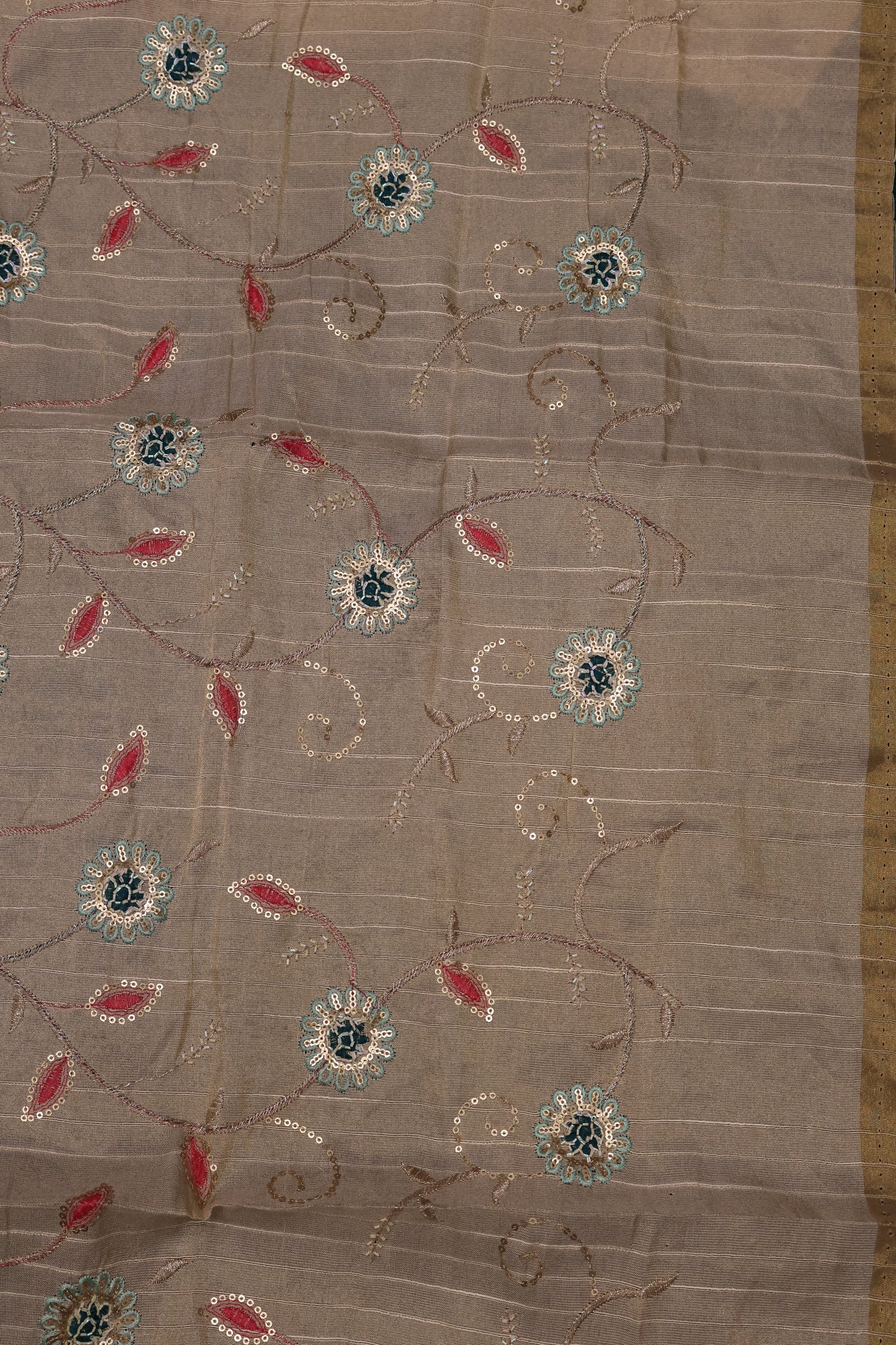 Khadi Cotton Saree-Peacock Green Plain