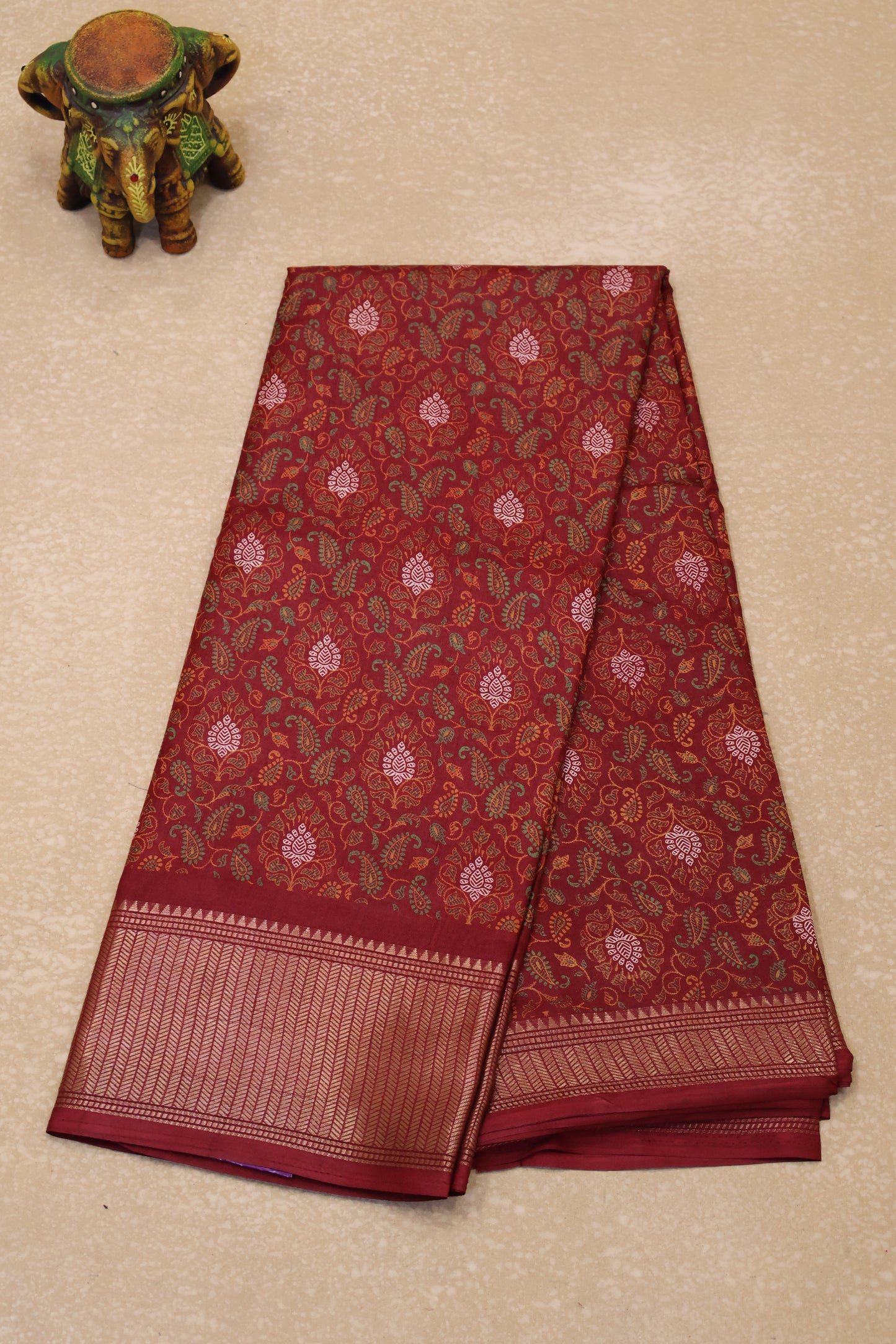 Dola Silk Saree Fusion Motif-Maroon