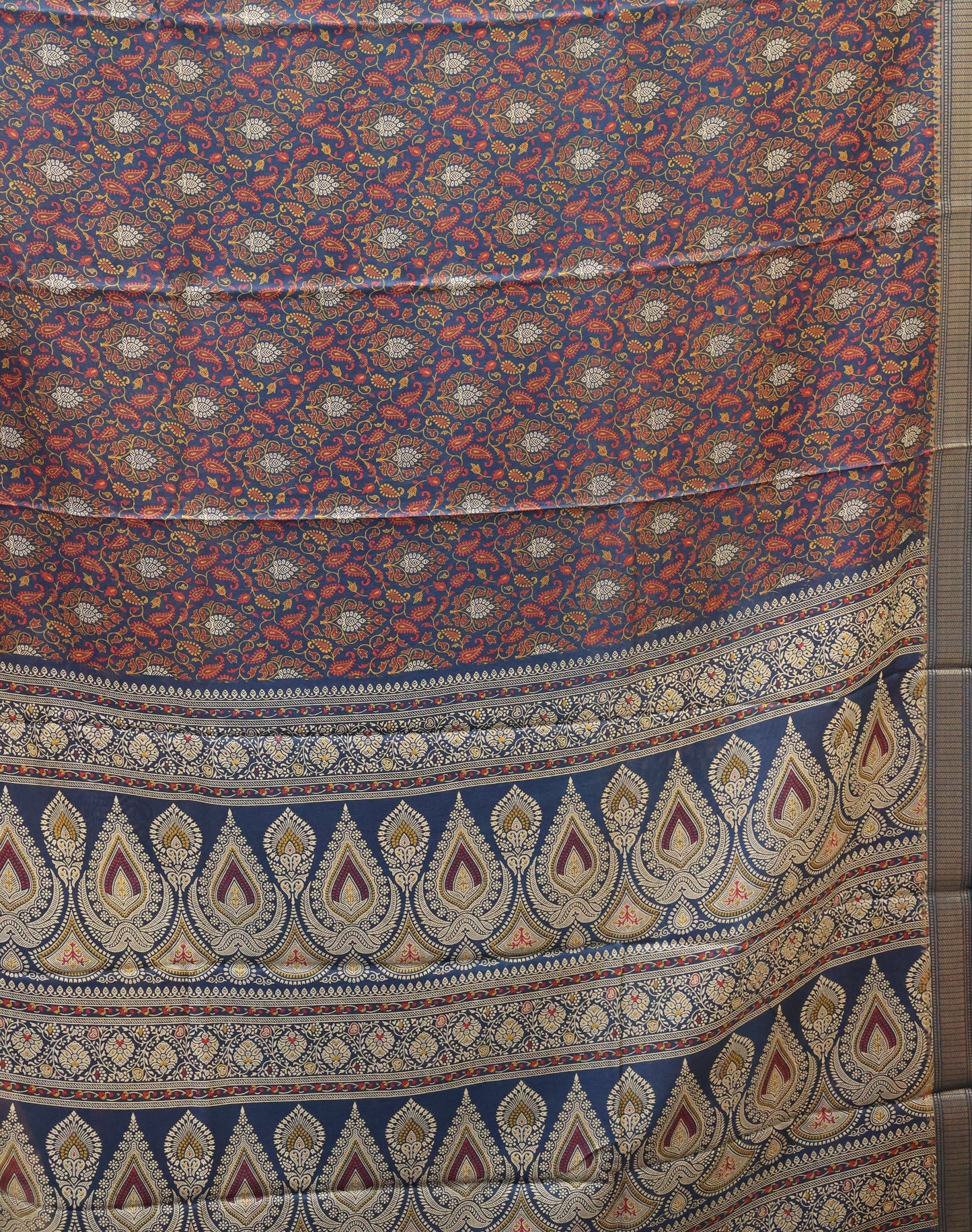 Dola Silk Saree Fusion Motif-Blue