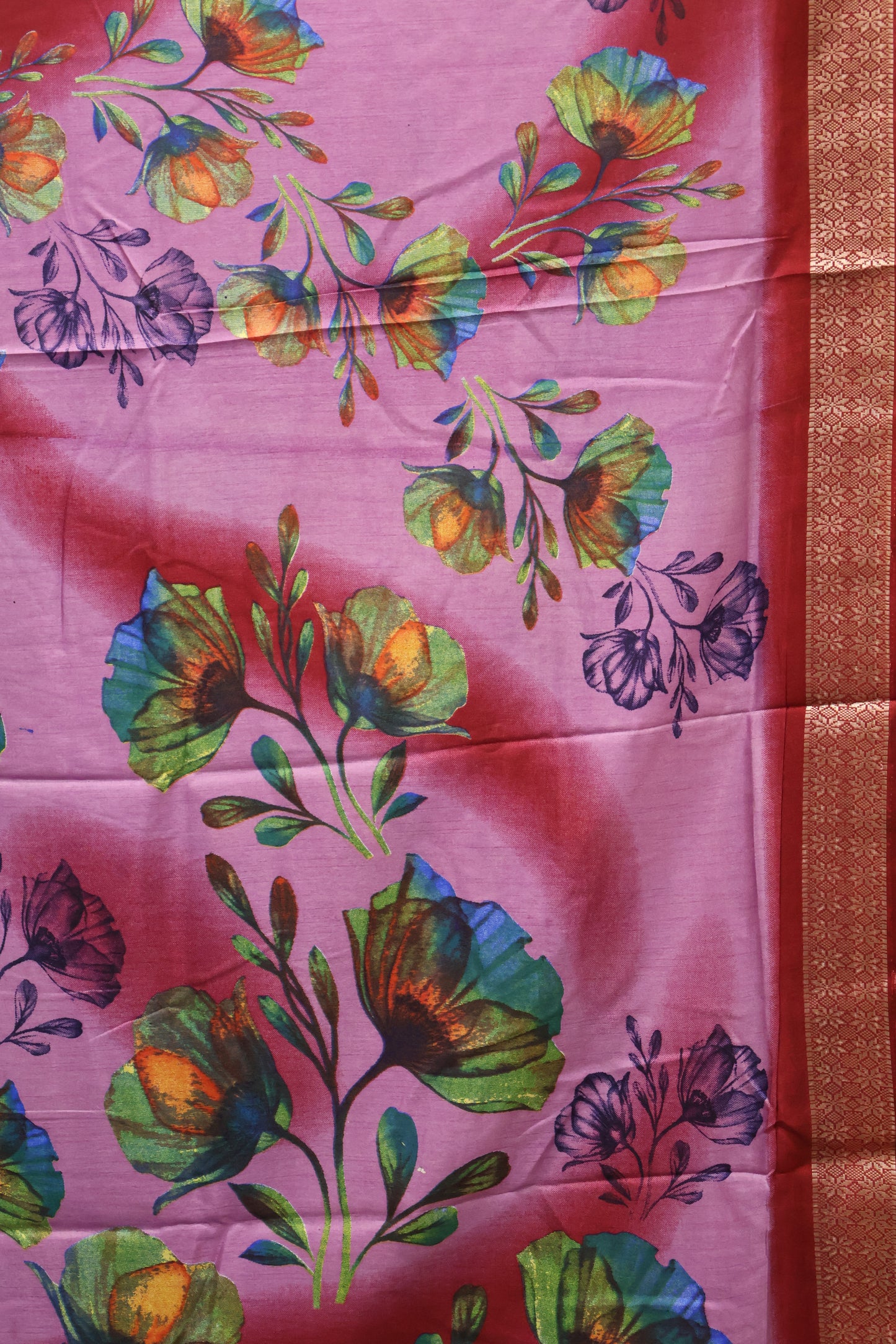 Dola Silk Saree Rainbow Bloom-Lavender