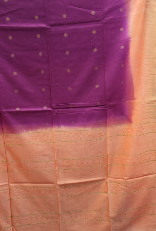 Semi Bhagalpur Tussar Saree-Purple-Peach