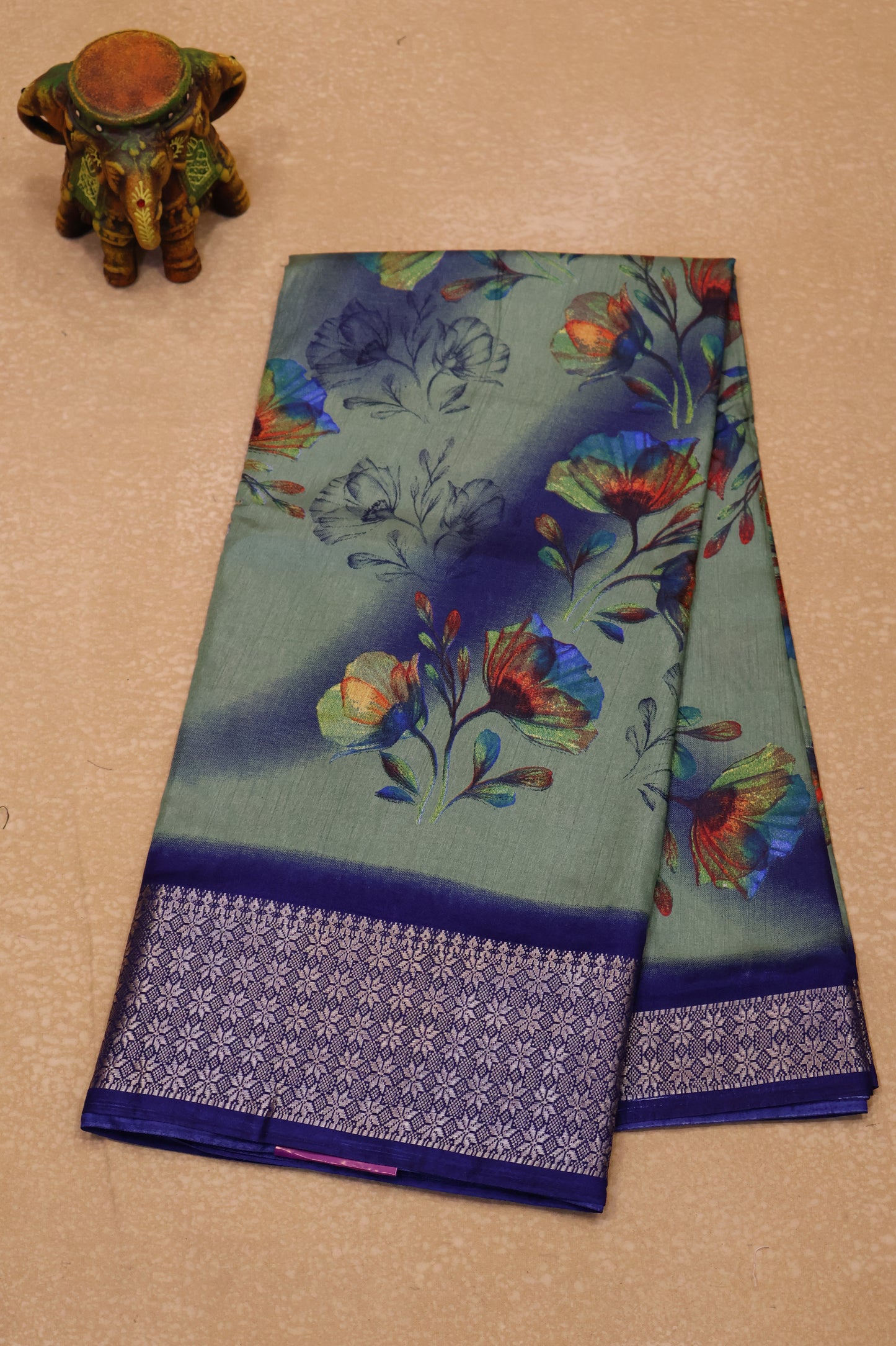 Dola Silk Saree Rainbow Bloom-Green
