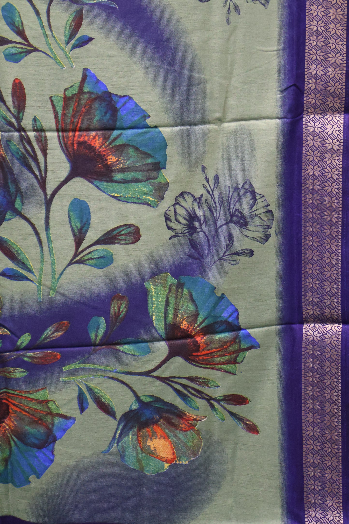 Dola Silk Saree Rainbow Bloom-Green