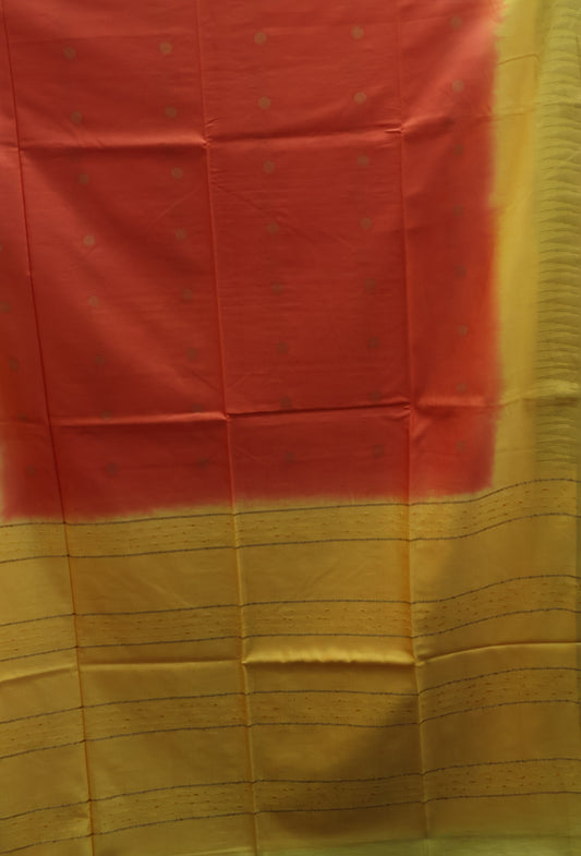 Semi Bhagalpur Tussar Saree-Orange-Yellow