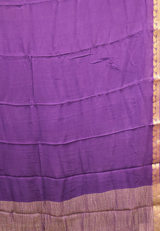 Semi Mysore Silk Saree-Leaf Buta-Voilet