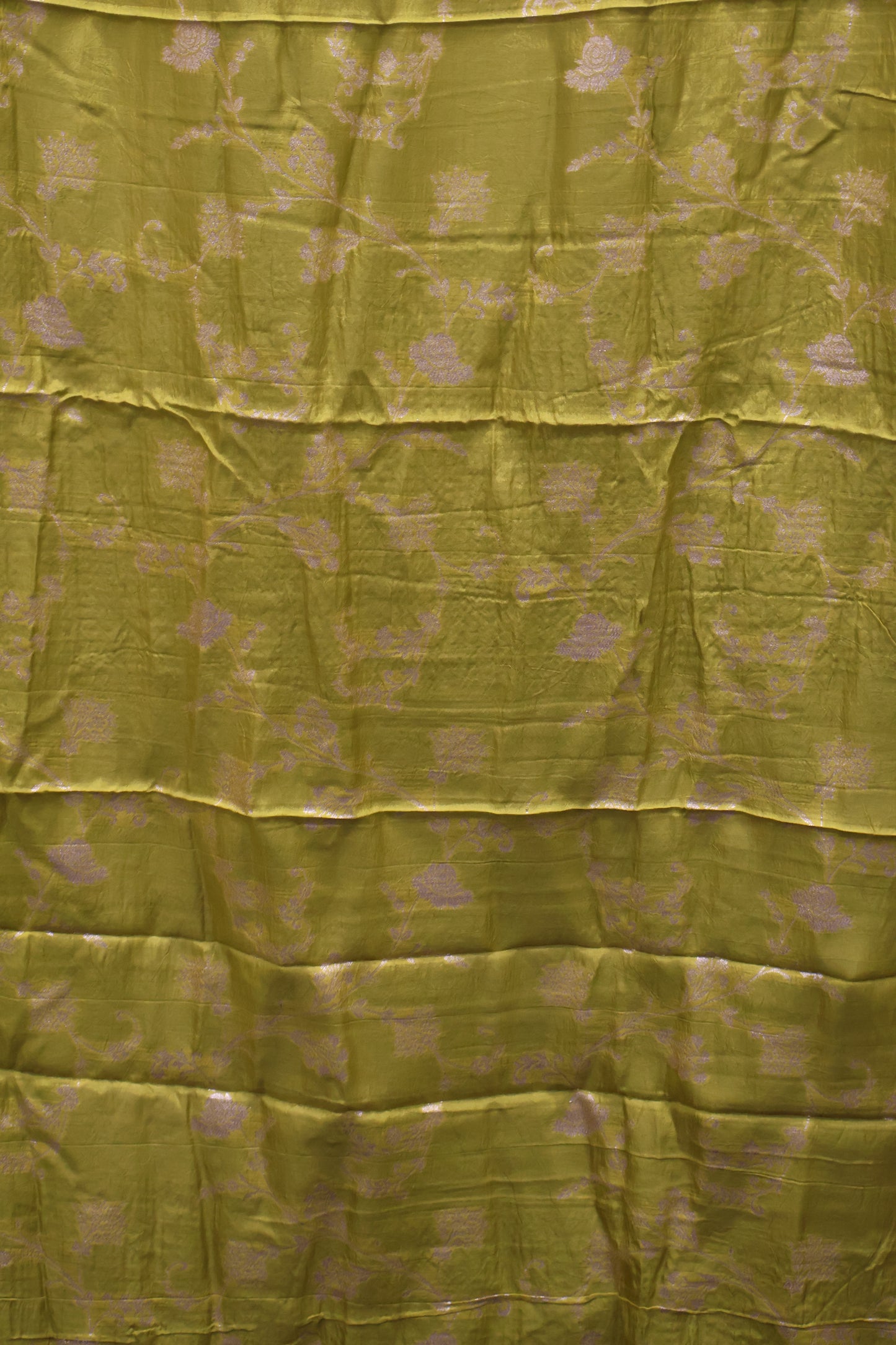 Semi Mysore Silk Saree-Leaf Buta-Dark Blue