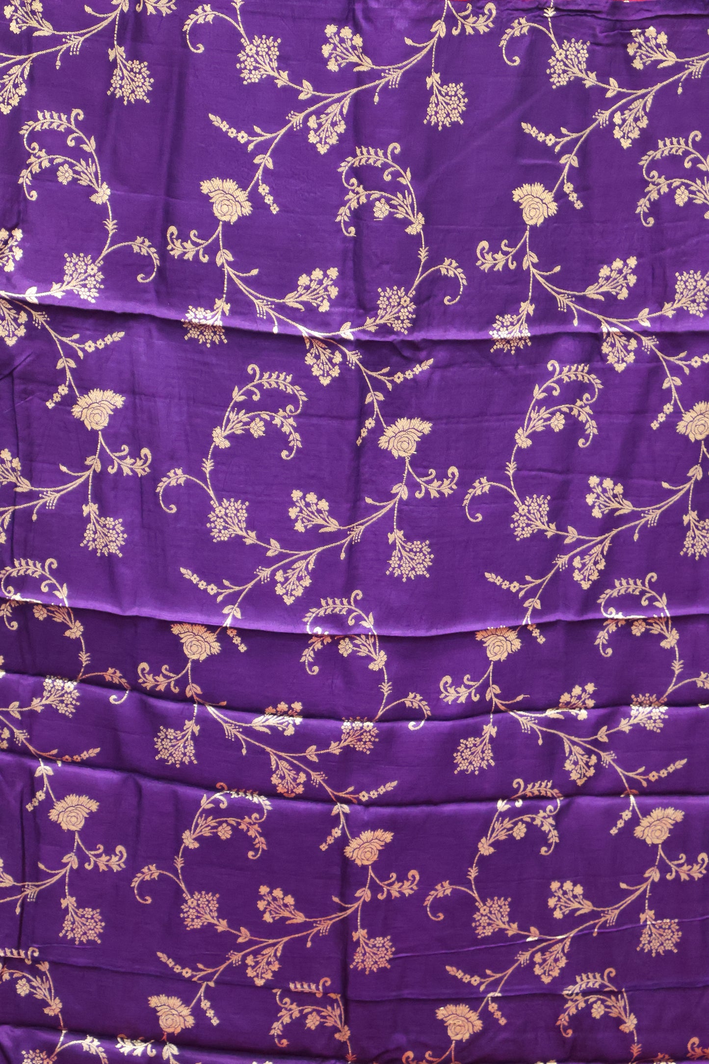 Semi Mysore Silk Saree-Leaf Buta-Red