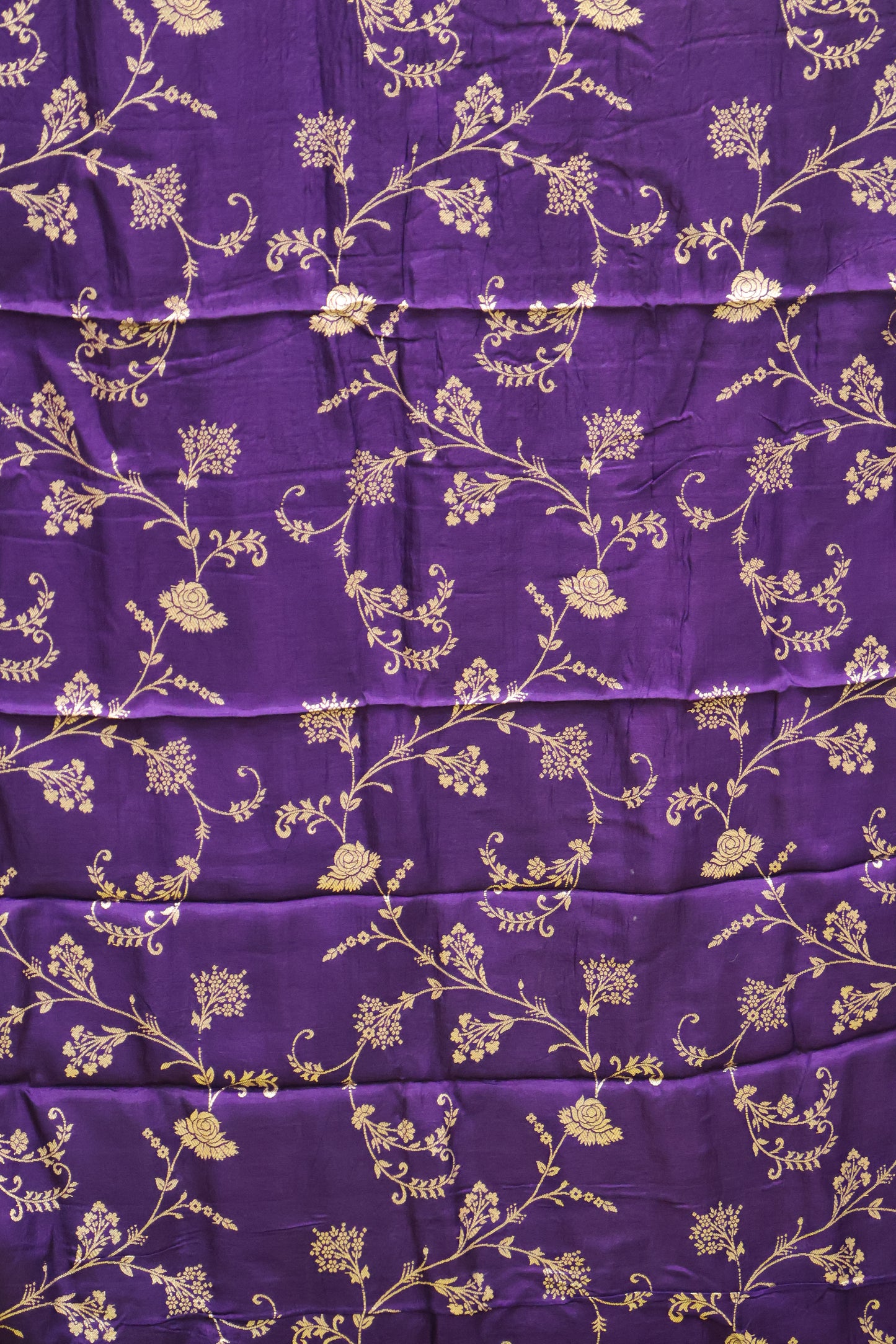 Semi Mysore Silk Saree-Leaf Buta-Yellow