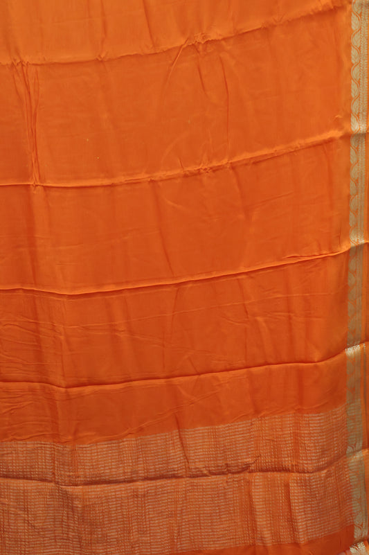 Semi Mysore Silk Saree-Leaf Buta-Orange