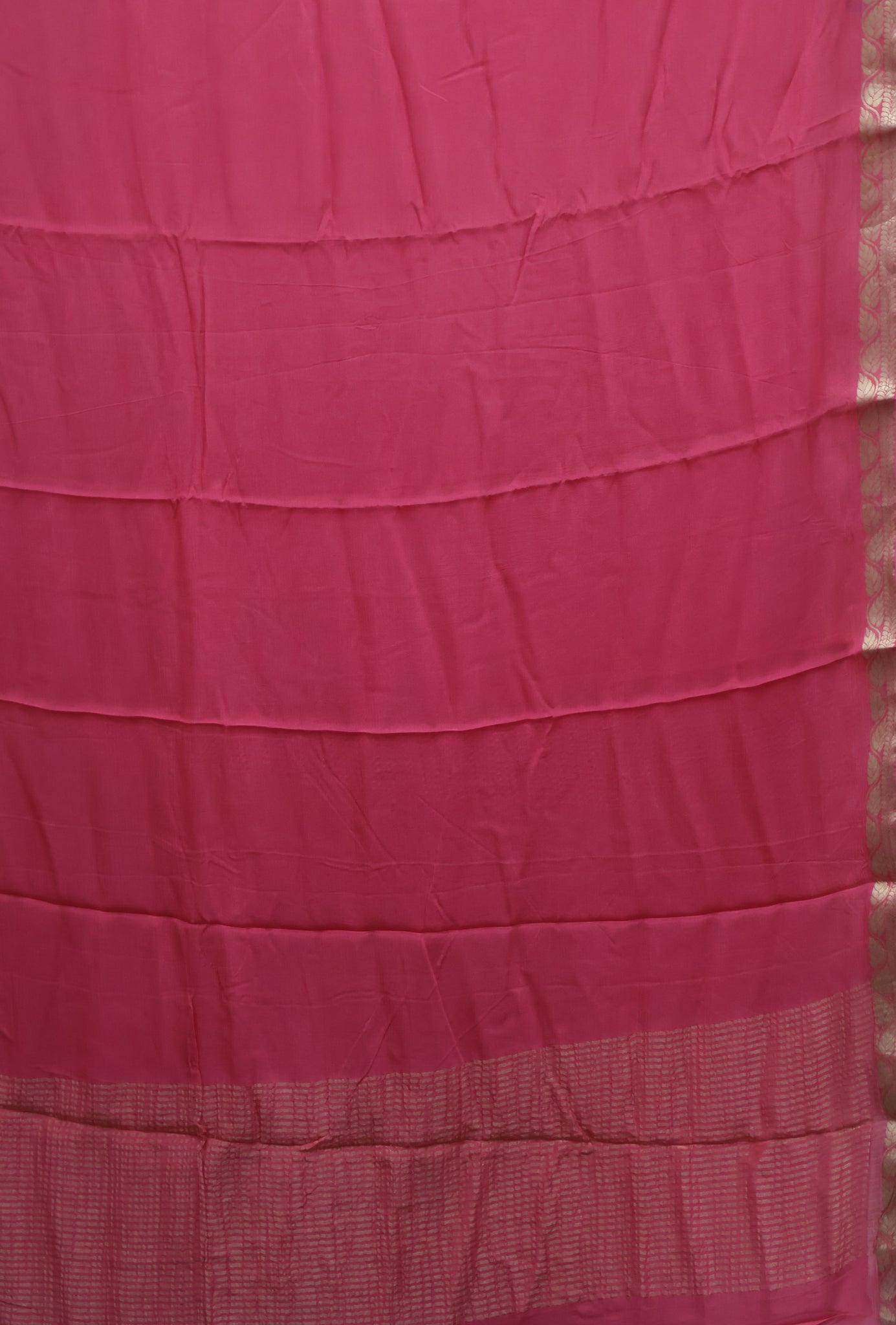 Semi Mysore Silk Saree-Leaf Buta-Pink