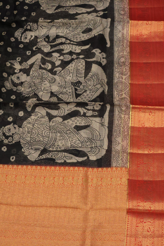 Silk Kota saree- Black Red