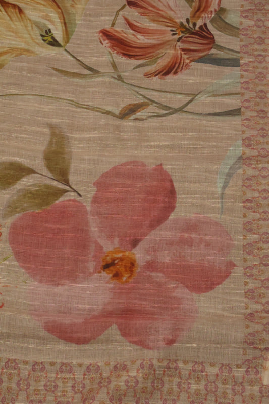 Linen Saree -Floral Body