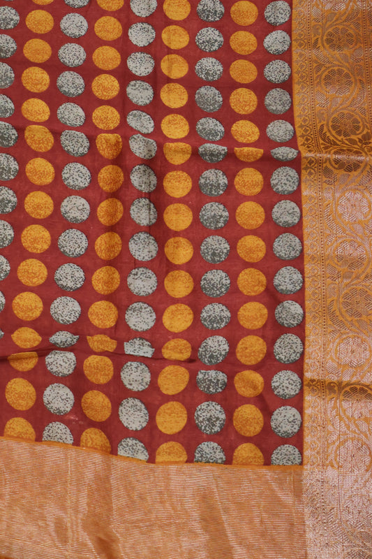 Chanderi Saree-Lite Maroon