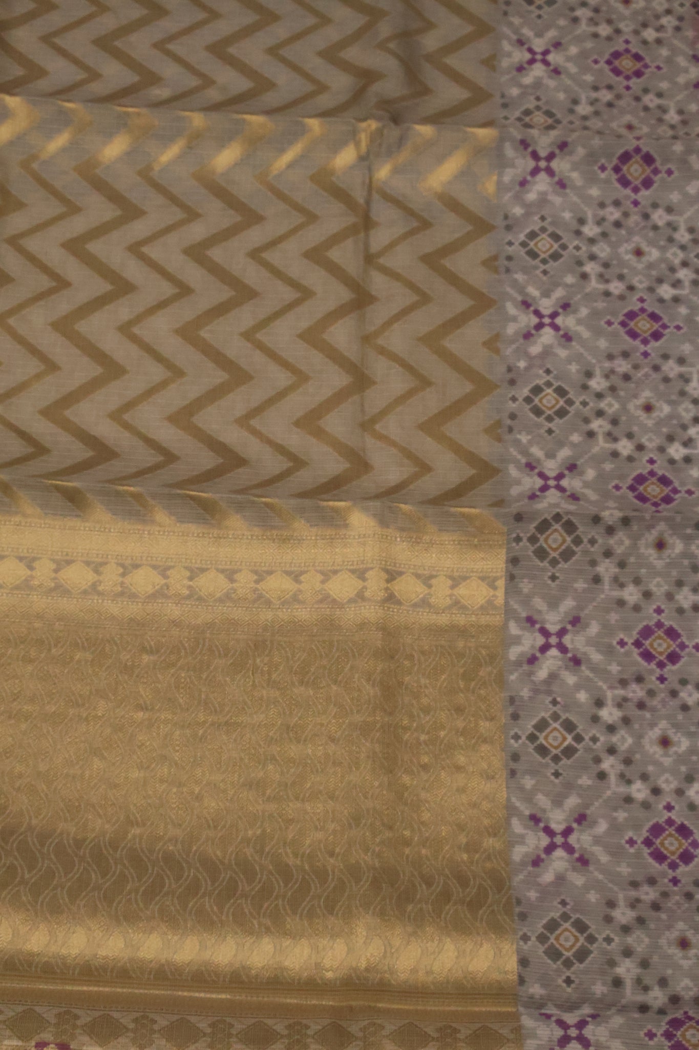 Silk Kota saree- Grey Kolam