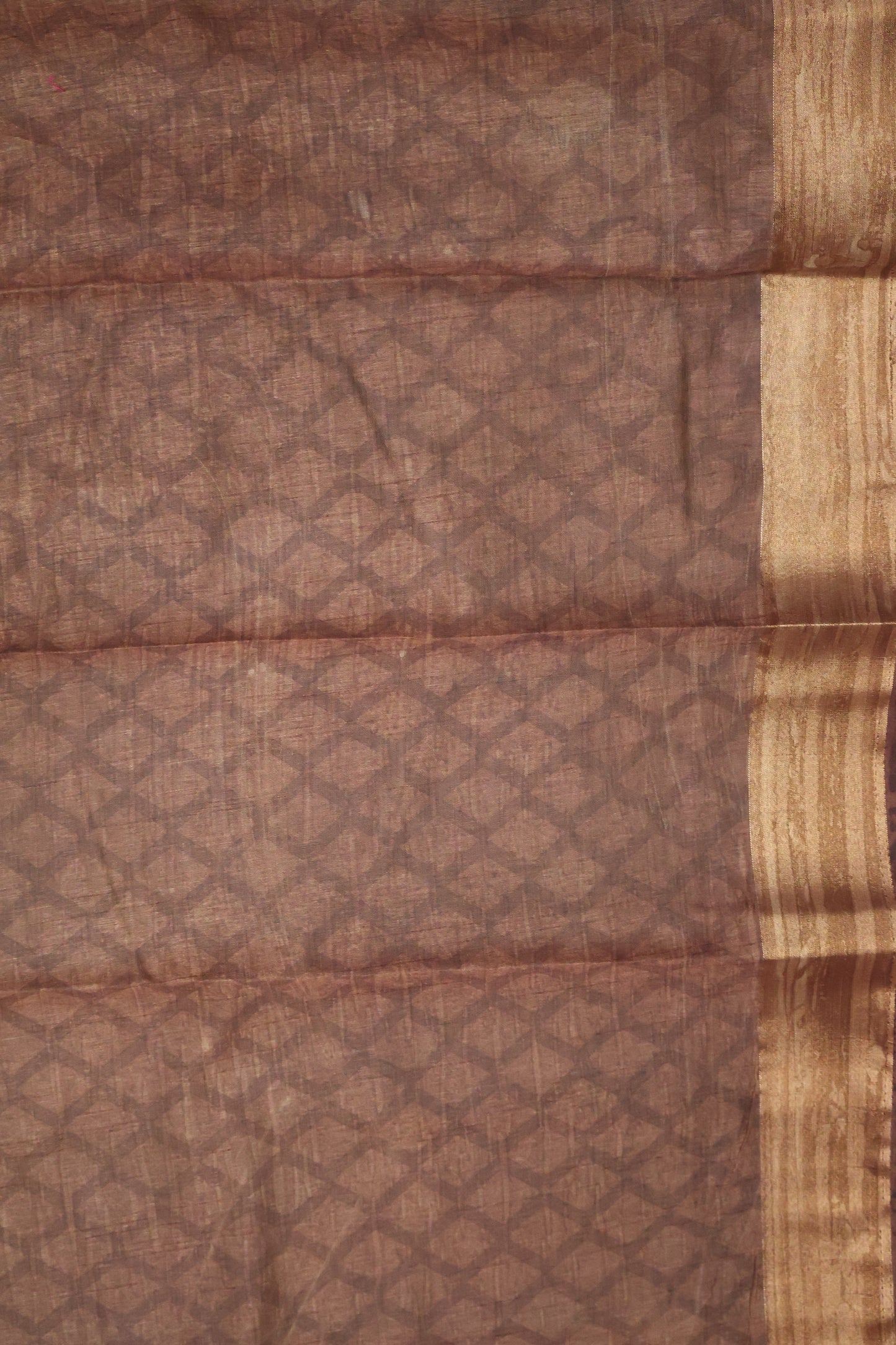 Semi Tussar Saree - Handpaint-Brown