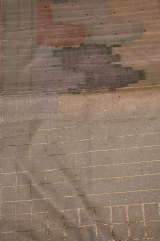 Semi Tussar Saree -Mini Diamond-Light Green