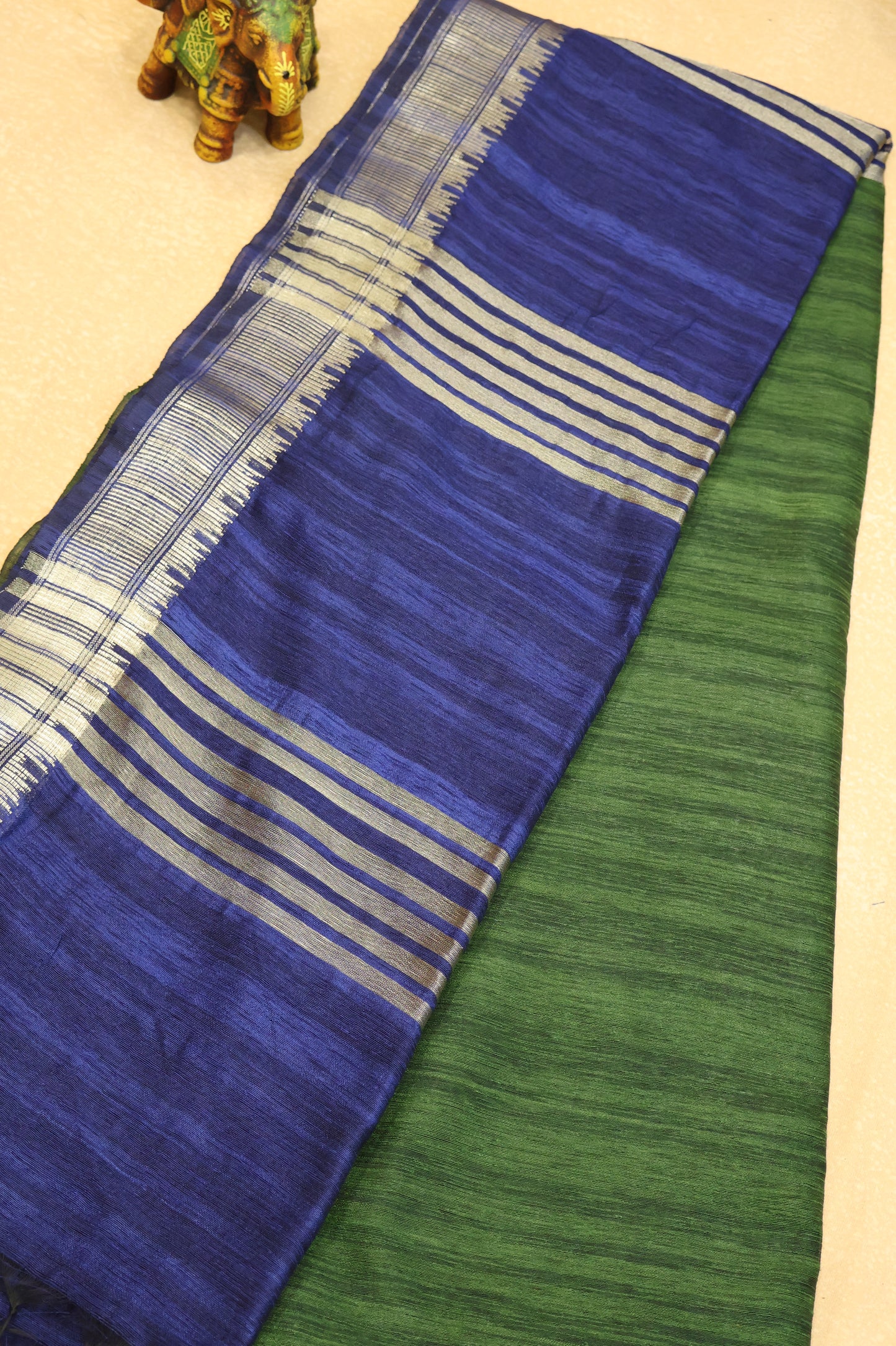 Bhagalpur Tussar Saree-Navy Blue