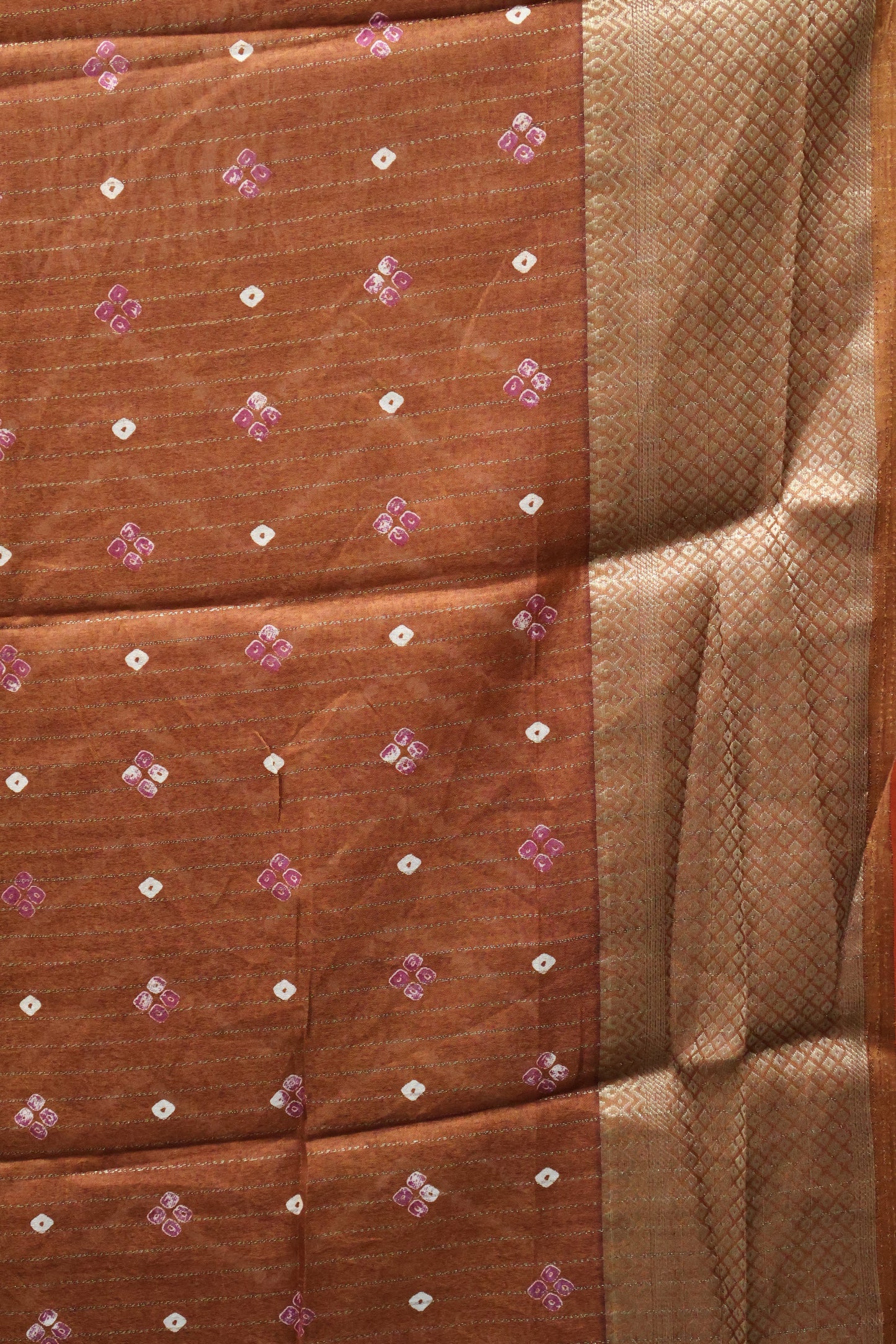 Dola Silk Saree Zari Lines-Brown