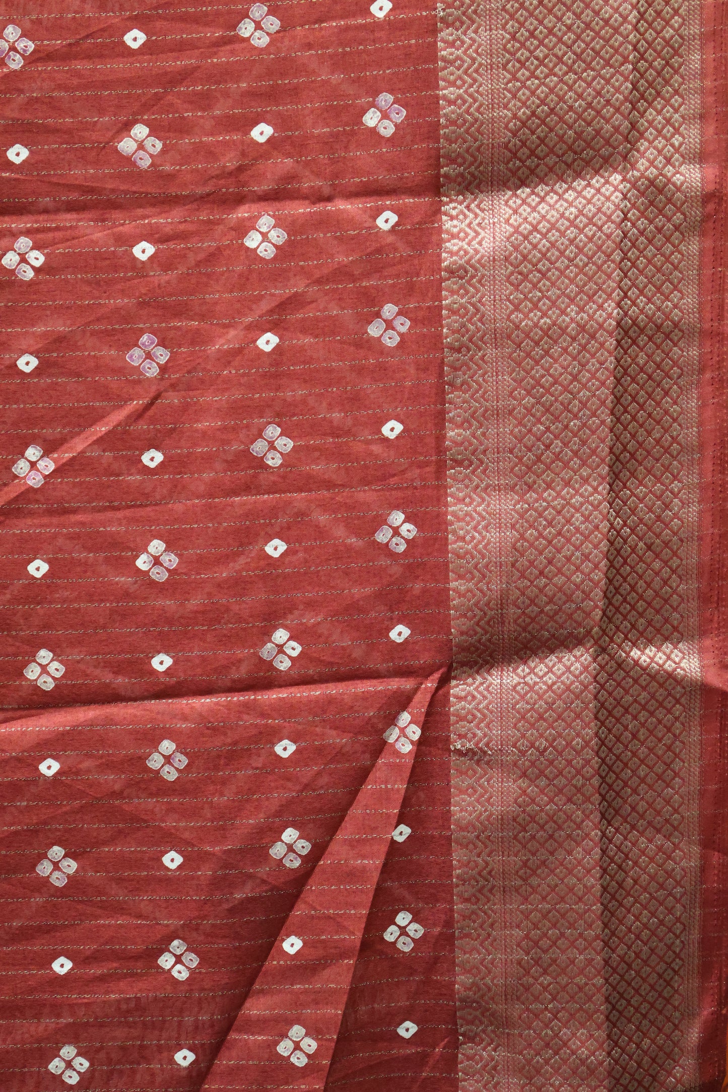 Dola Silk Saree Zari Lines-Brick Red