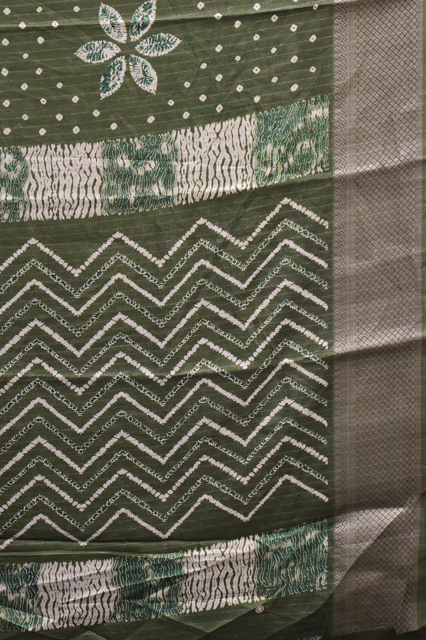 Dola Silk Saree Zari Lines-Olive Green