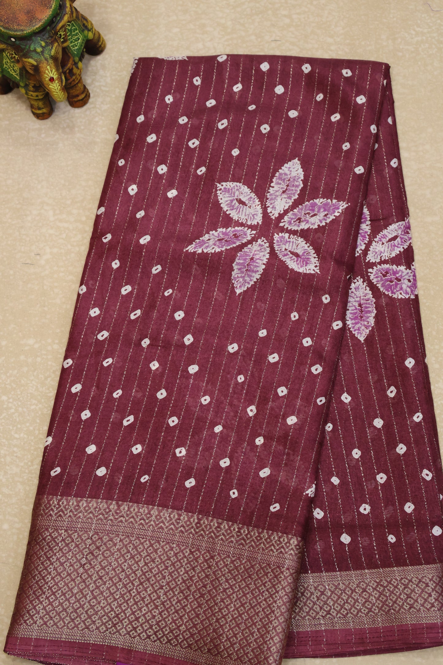 Dola Silk Saree Zari Lines-Wine