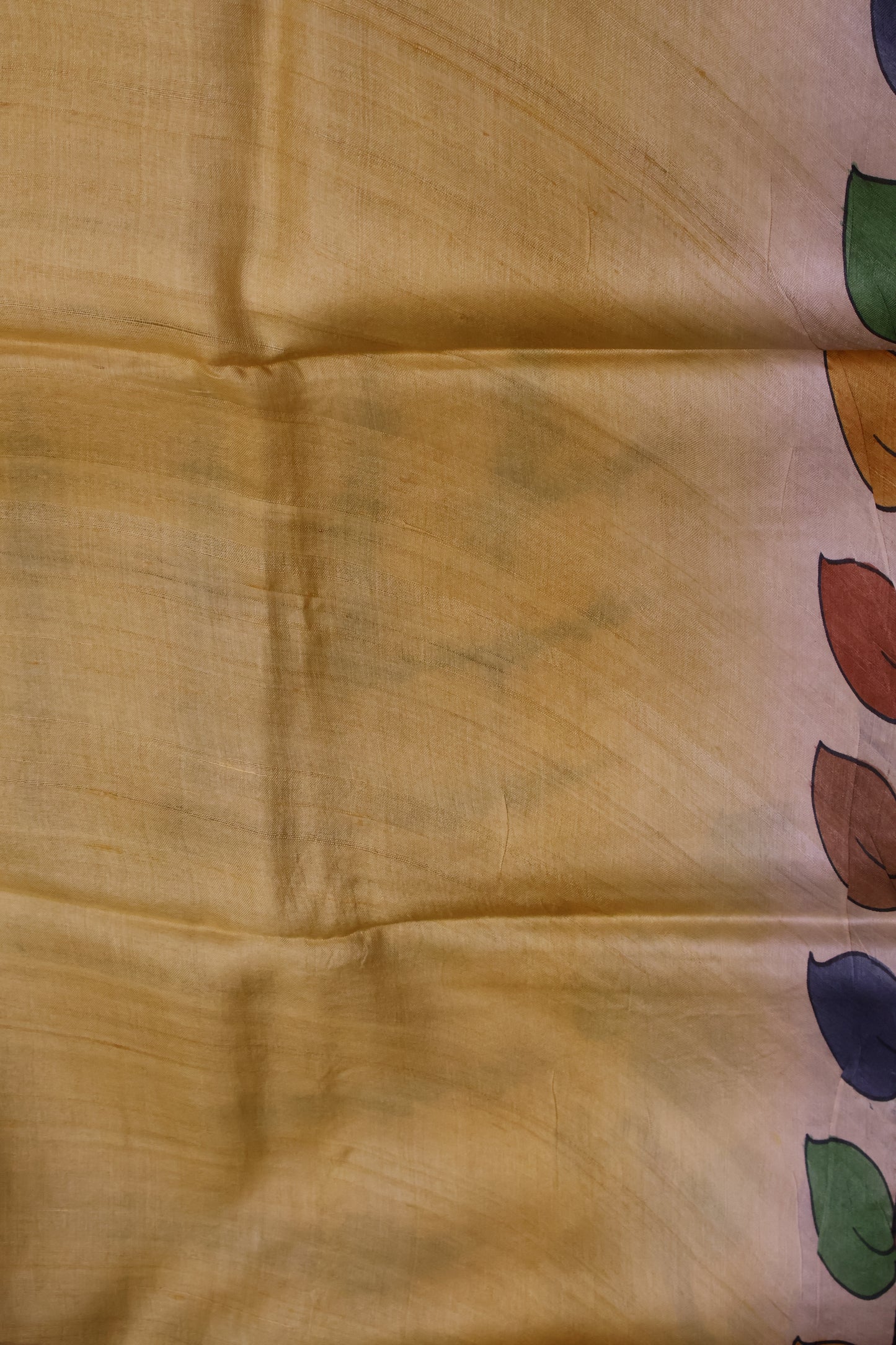Pure Tussar Saree - Brown Floral Border