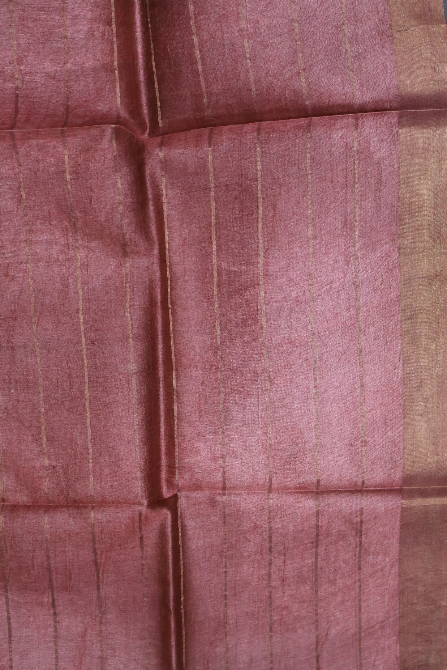 Pure Tussar Saree - Light Green Checks