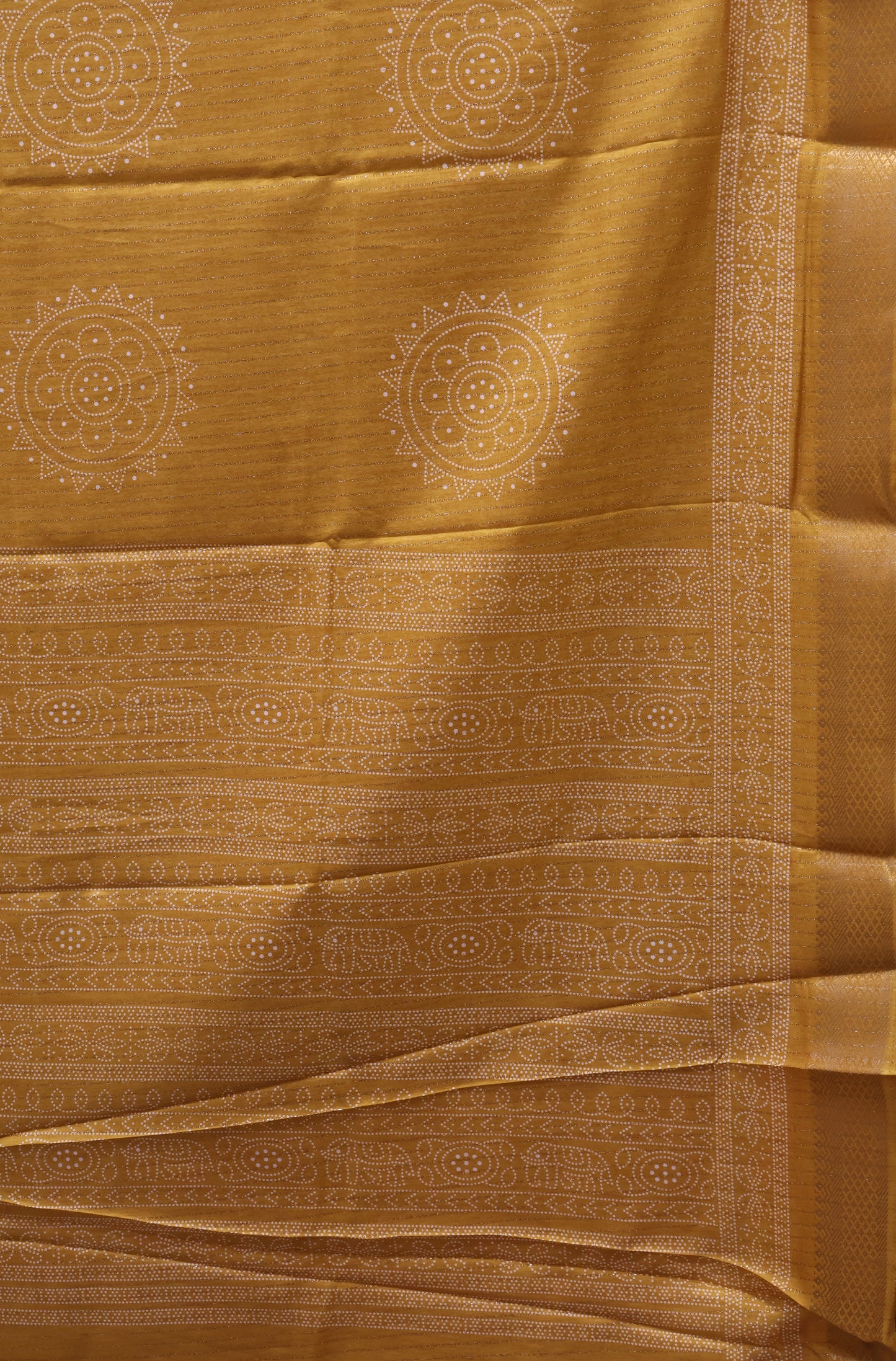 Dola Silk Saree Kolam Print - Mustard