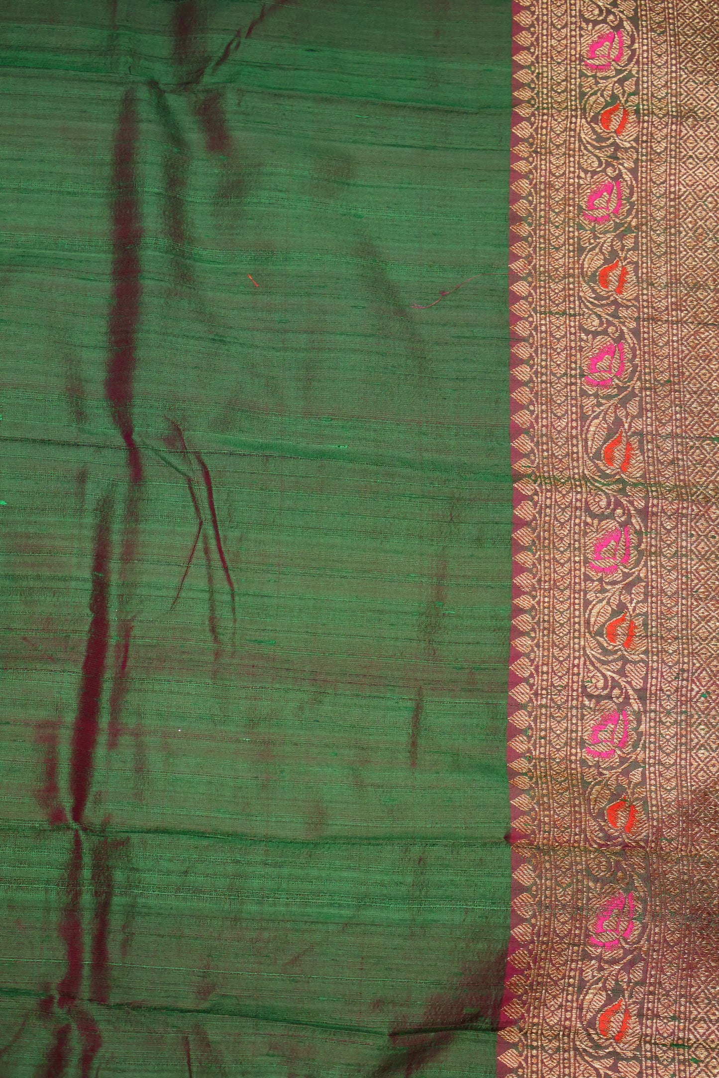 Semi Raw Silk Saree - Peacock Green