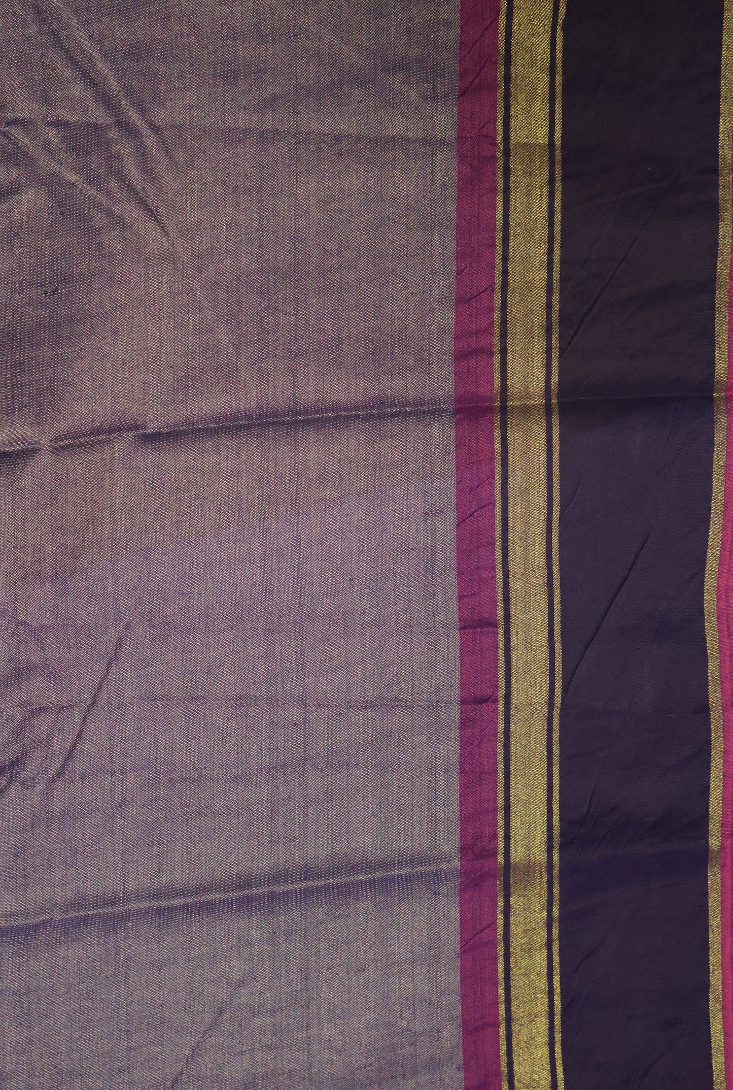 Pure Tussar Saree - Dark Pink-Blue