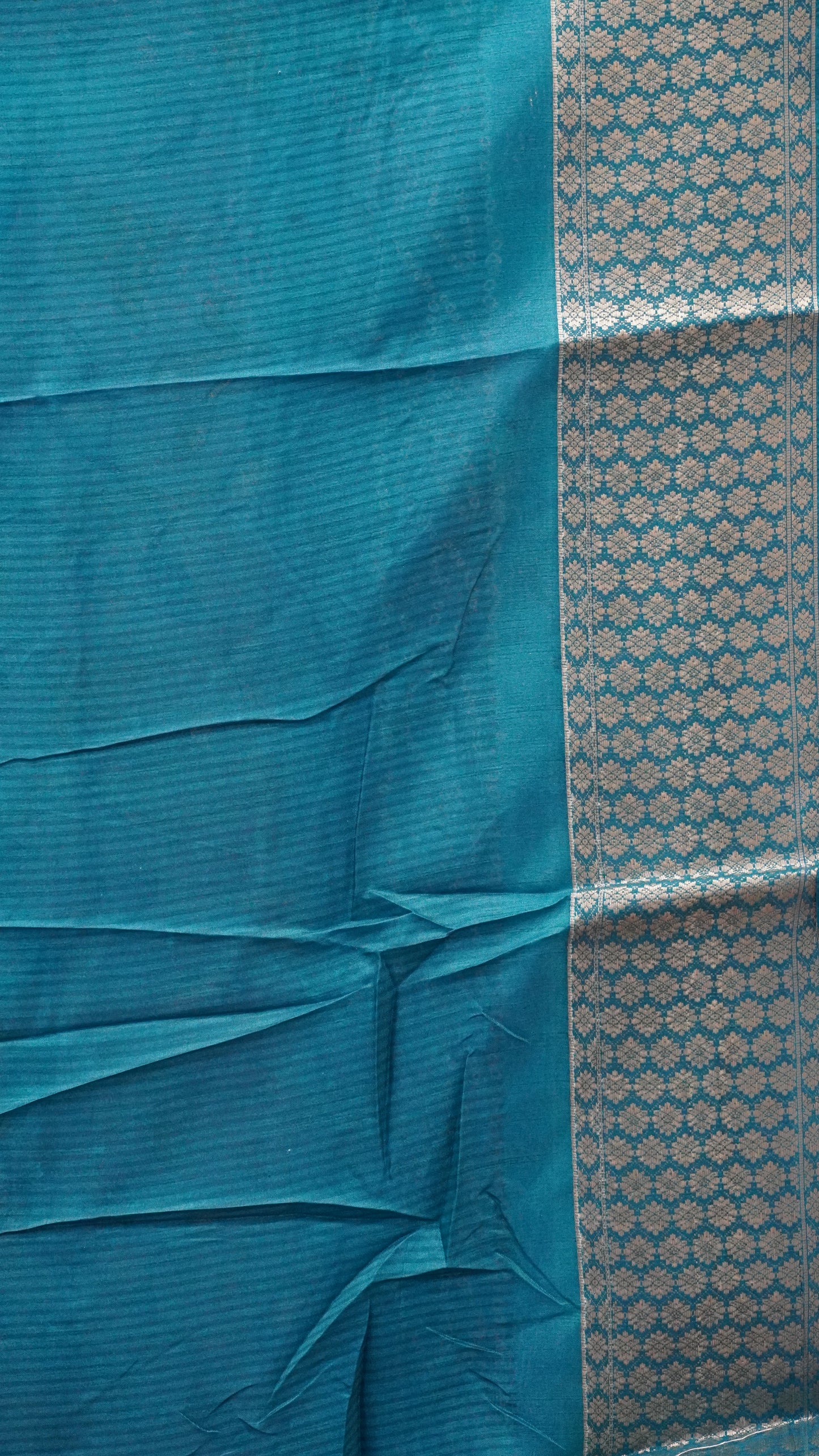 Dola Silk Saree Floral Print-Rama Blue