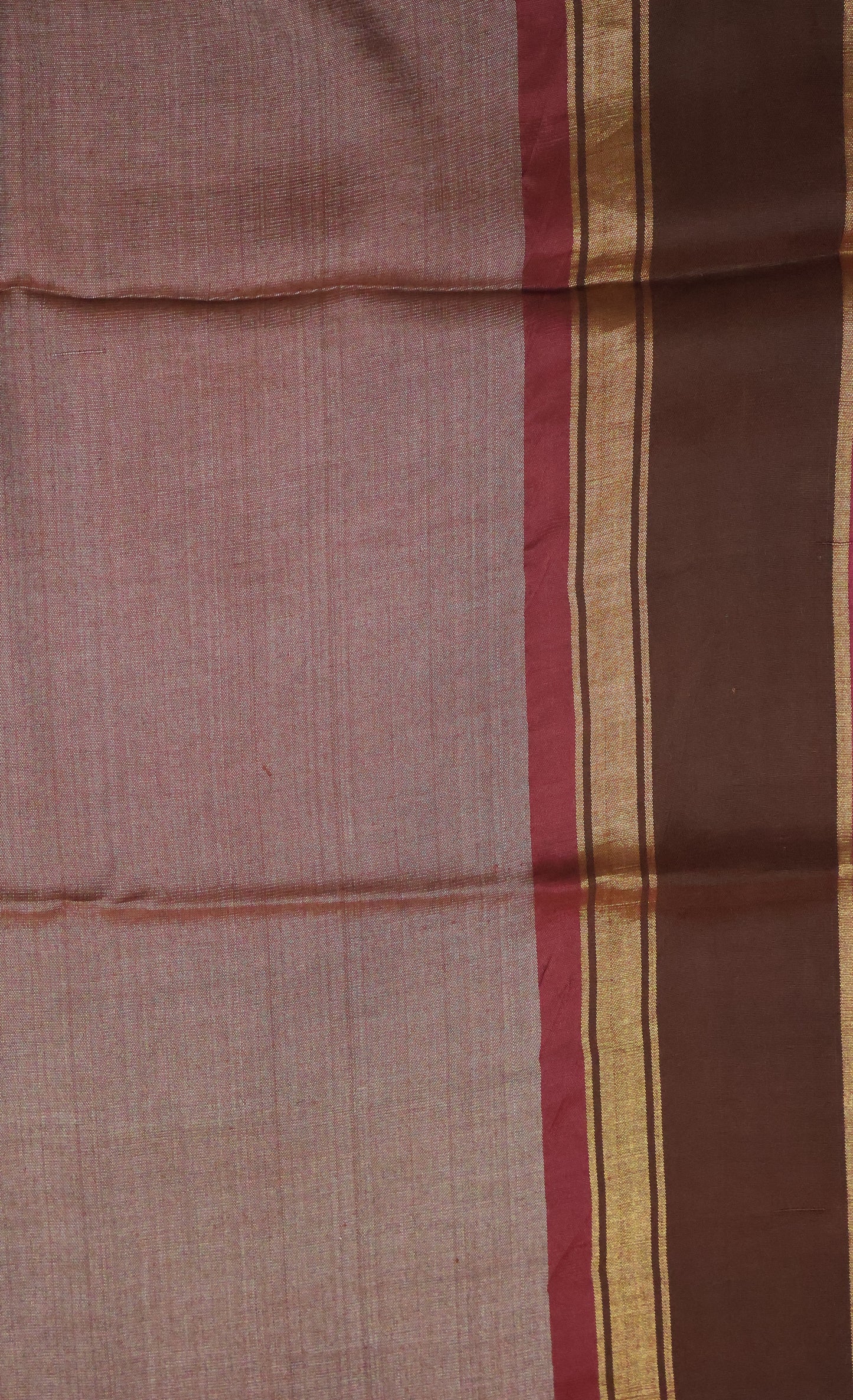 Pure Tussar Saree - Maroon-Brown
