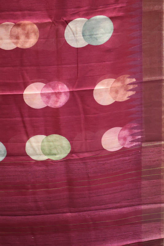 Pure Tussar Saree - Wine Twin Round