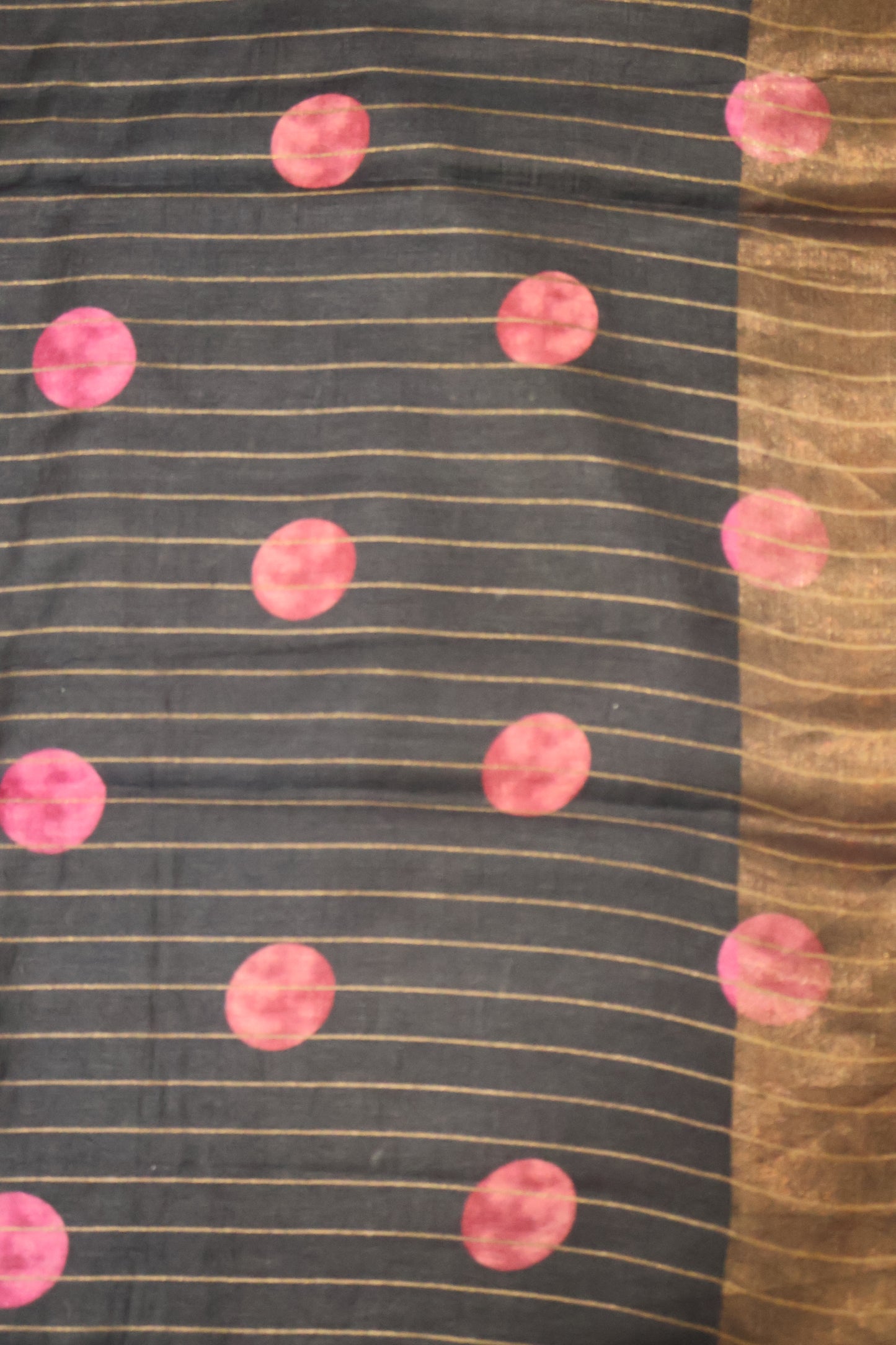 Pure Tussar Saree - Black Twin Round